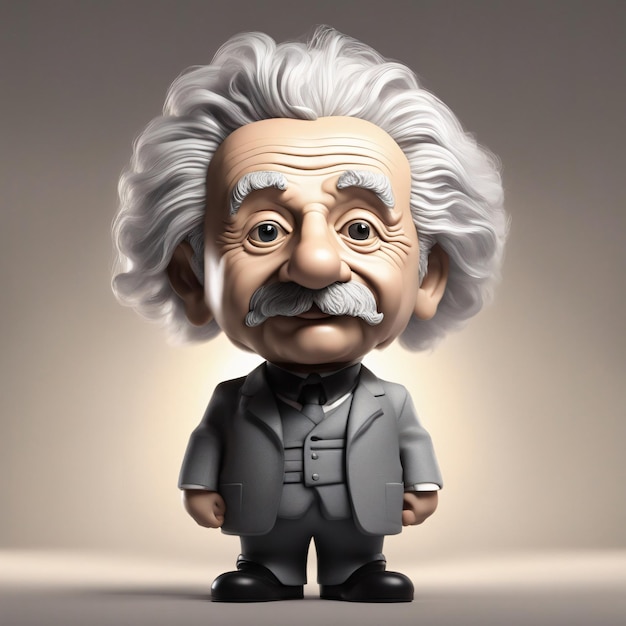 Retrato de personagem de Albert Einstein Corpo pequeno com cabeça grande