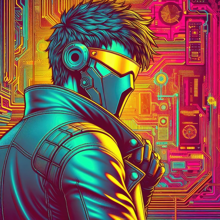 Foto retrato de pessoa em estilo cyberpunk