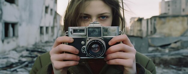 Foto retrato de pessoa soviética nos anos 80 nostalgia em estilo retro ia gerativa