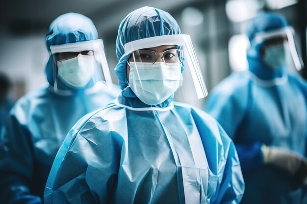 Retrato de pessoal médico em uniforme de cirurgia generativo com Ai