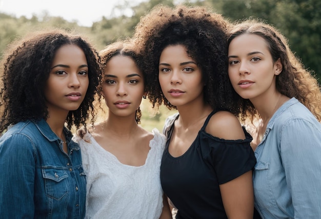 Foto retrato de pessoas multiétnicas felizes grupo jovem de amigos diversidade equidade e conceito de pertencimento