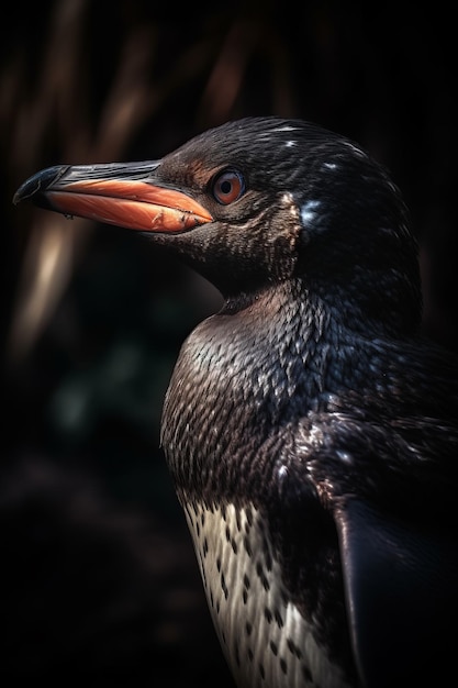Retrato de pinguim Fotografia dramática e cinematográfica com iluminação IA generativa