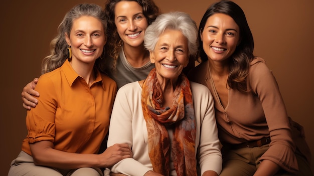 Retrato de quatro mulheres de gerações diferentes