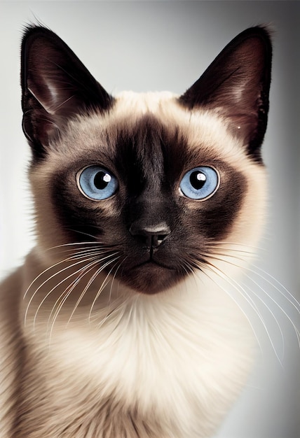 Retrato de realismo de gato, animais de estimação, gatos, fofos, foto, animais, gato siamês