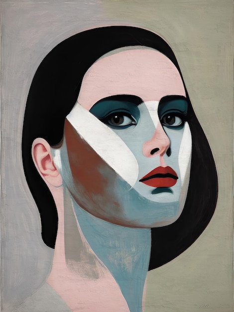 Retrato de rosto artístico de mulher pintando