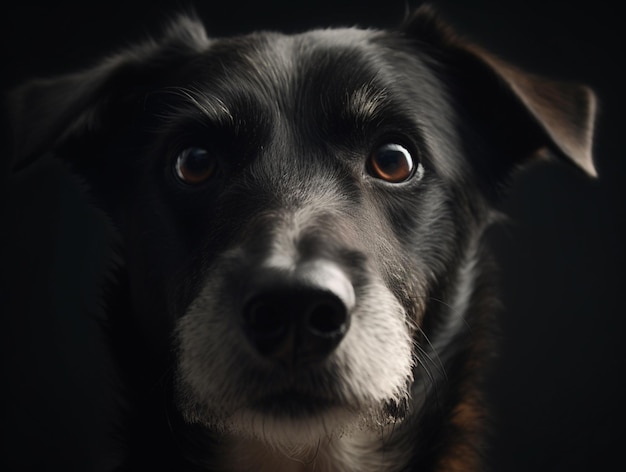 Retrato de rosto de cachorro isolado em ilustração de foto digital realista de fundo
