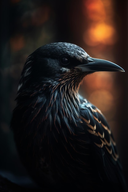 Retrato de Starling Fotografia Dramática e Cinematográfica com Iluminação IA Gerativa