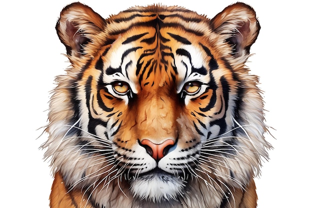 Retrato de tigre desenhado a lápis de cor