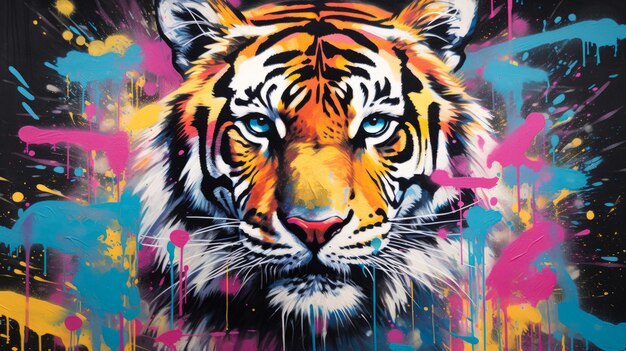 Foto retrato de tigre pintura abstrata estilo de arte