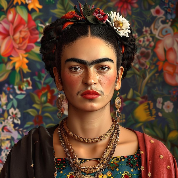 Foto retrato de tirar o fôlego por frida kahlo alto detalhe