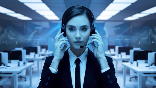 Foto retrato de um agente de call center