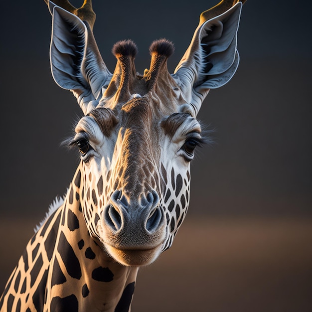 Retrato de um animal africano aproximado da girafa