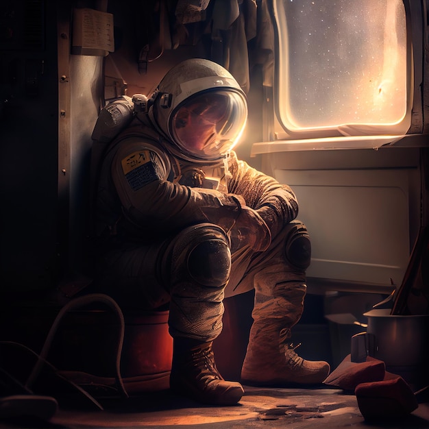 Foto retrato de um astronauta em um traje espacial astronauta de alta tecnologia do futuro