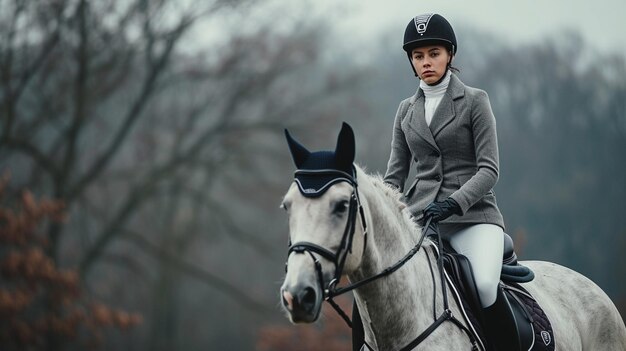 Foto retrato de um atleta equestre.