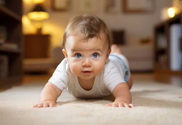 Retrato de um bebé bonito no chão