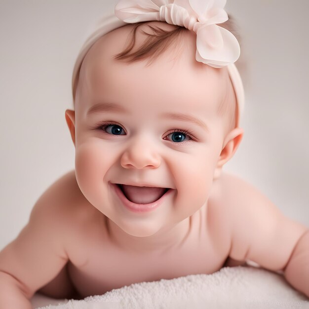 Retrato de um bebê bonito sorrindo lindamente