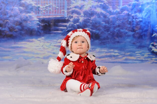 Retrato de um bebê celebrando o Natal