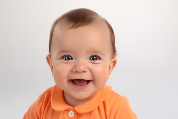 Retrato de um bebê sorridente isolado em um fundo branco