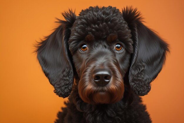 Retrato de um belo cachorrinho de dachshund preto em um fundo de cor sólida ai generativo