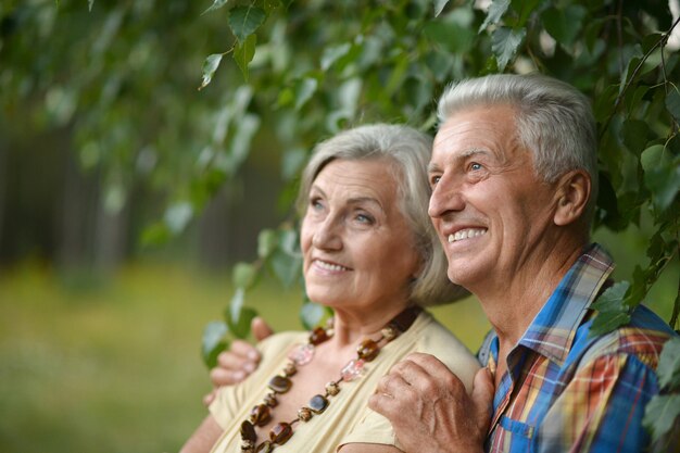 Retrato de um belo casal maduro em Spring Park