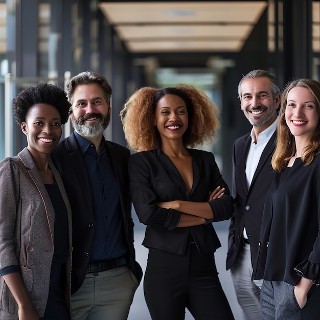 Retrato de um belo grupo diversificado de advogados e advogadas