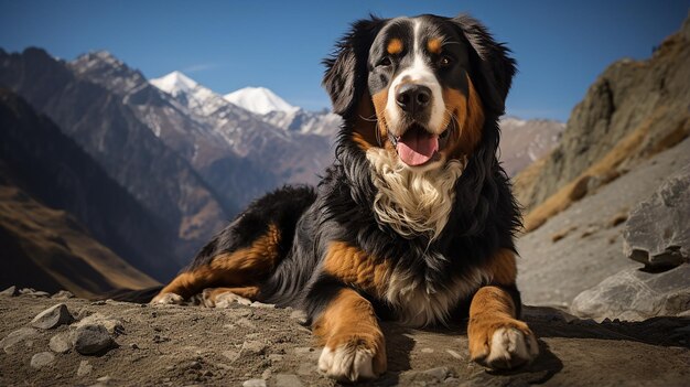 Retrato de um Bernese Mountain Dog ao ar livre