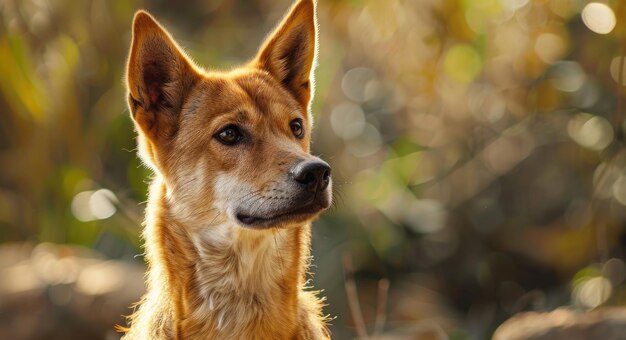 Retrato de um bonito dingo australiano, uma raça de cão doméstico