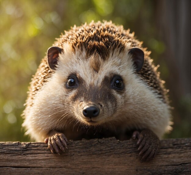 Retrato de um bonito e pequeno ouriço Nome científico Erinaceus Europaeus