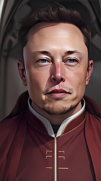 Retrato de um bonito Elon Musk em um terno vermelho indiano