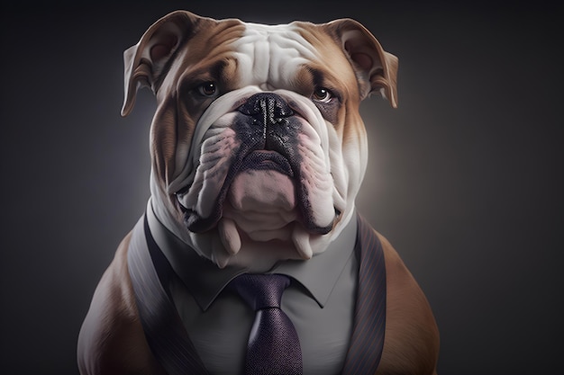 Retrato de um bulldog no business suite generative ai