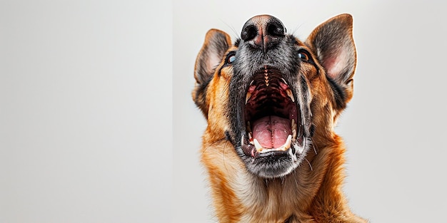 Foto retrato de um cão a ladrar