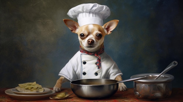 Foto retrato de um cão cozinheiro
