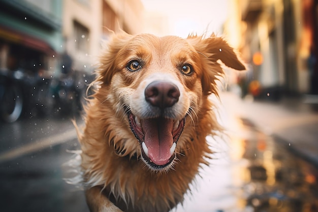 Retrato de um cão feliz