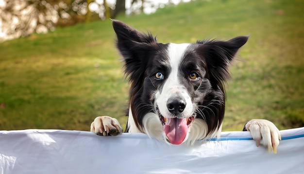 Retrato de um cão feliz