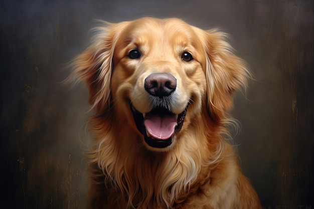 Retrato de um cão sorridente com fundo de estúdio