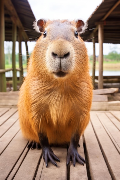 Retrato de um capibara feliz