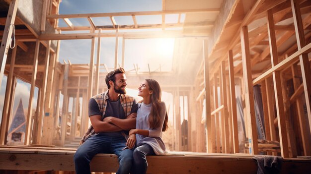 retrato de um casal em um novo apartamento