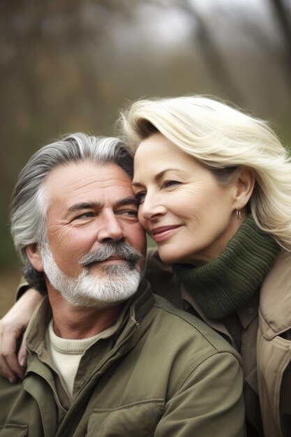 Retrato de um casal feliz relaxando ao ar livre