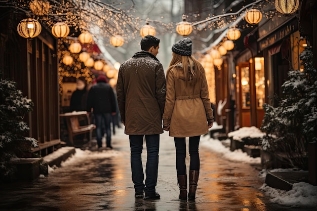 Foto retrato de um casal na cidade de natal à noite