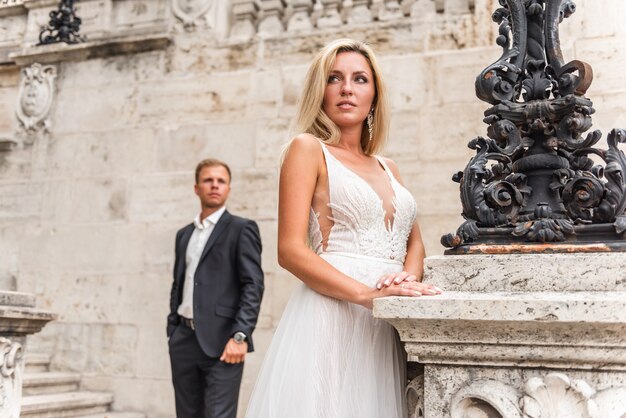 Foto retrato de um casal no dia do casamento