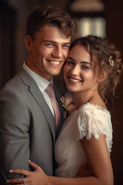 Retrato de um casal no dia do casamento