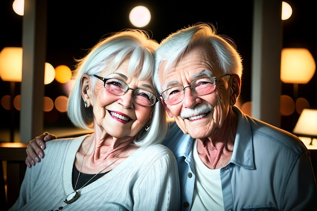 retrato de um casal sênior sentado no parque