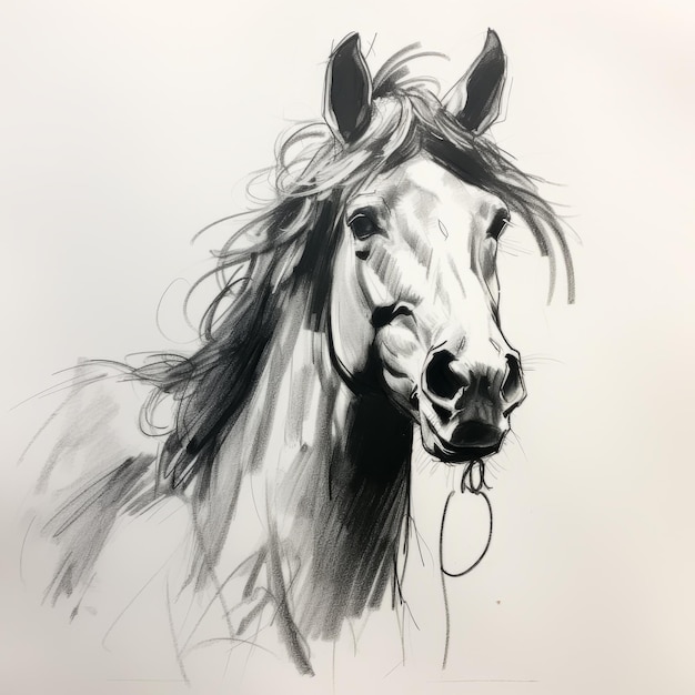 Foto retrato de um cavalo brincalhão um belo desenho no estilo de scott naismith