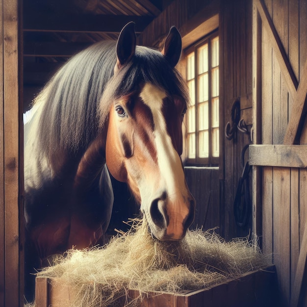 retrato de um cavalo em fundo de animal estável