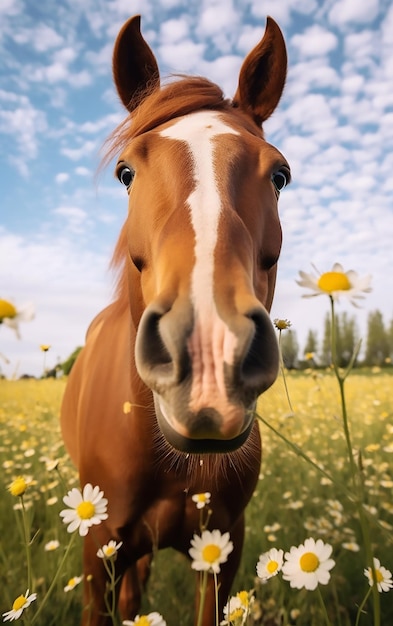 Retrato de um cavalo no campo