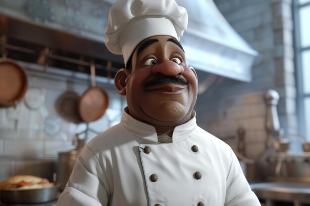 Retrato de um chef bastante malvado Ilustração 3D