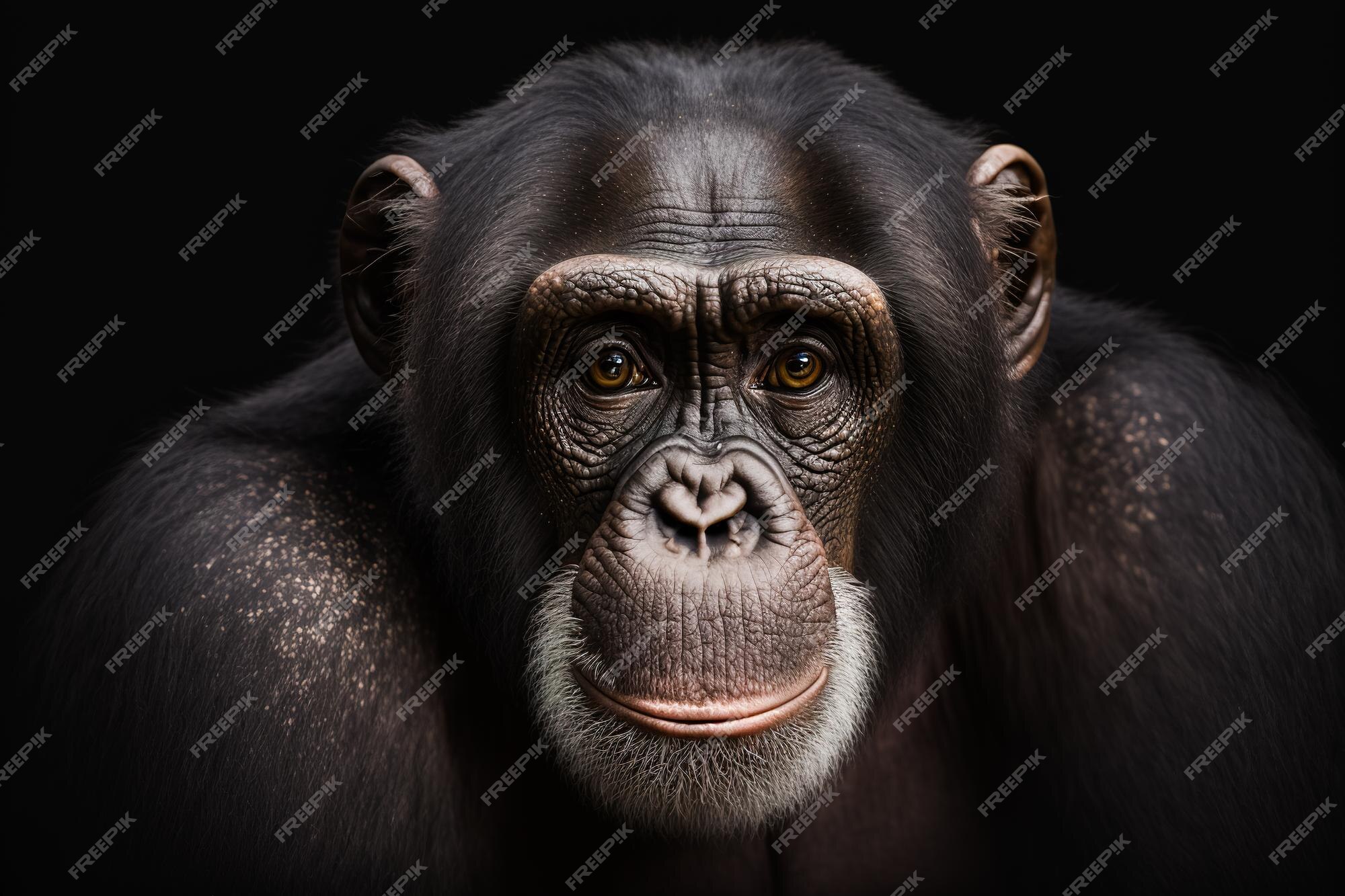 Retrato de um macaco chimpanzé vista aproximada