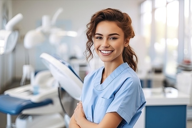 Foto retrato de um dentista com um belo sorriso criado com a tecnologia generative ai