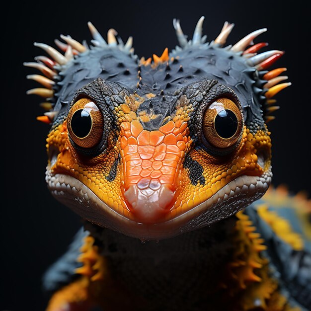 Foto retrato de um dragão de barba azul e vermelha