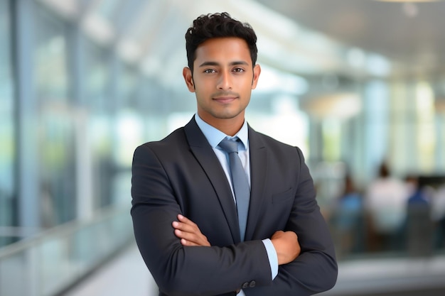 Retrato de um empresário indiano asiático bonito e sorridente Generative Ai